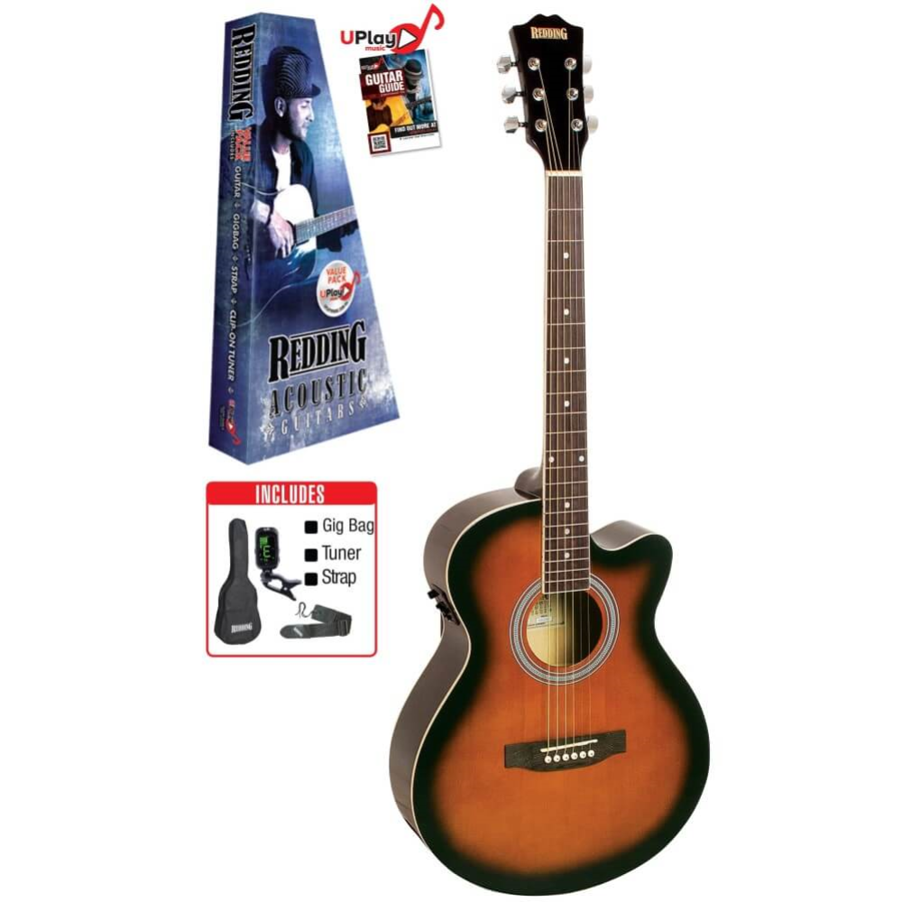 Redding RED51PCETS Grand Concert Acoustic Guitar Pack - Tobacco Sunburst