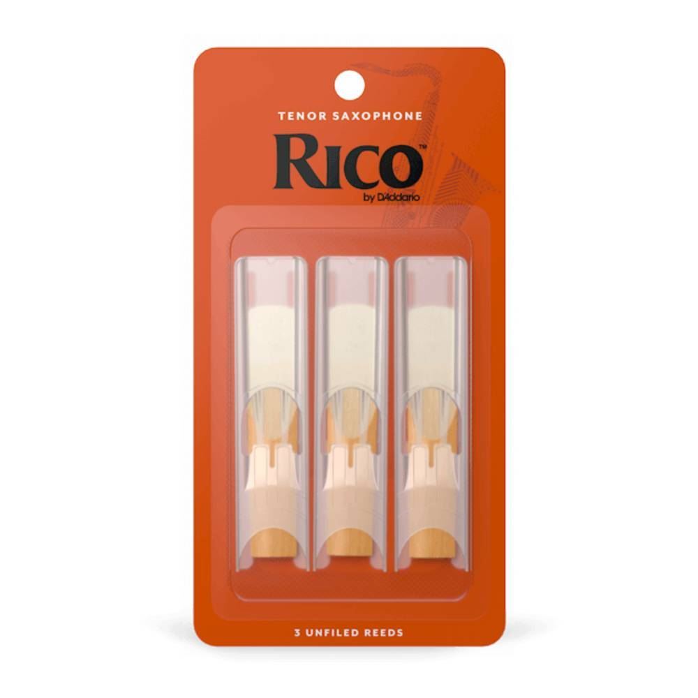 D'Addario Rico RKA0315 tenor saxophone reeds, pack of 3, size 1.5, for brass and woodwind musical instruments.
