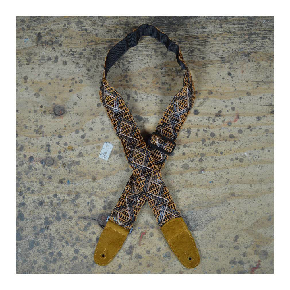 Colonial Leather Lacing & Suede Guitar Strap - Tan