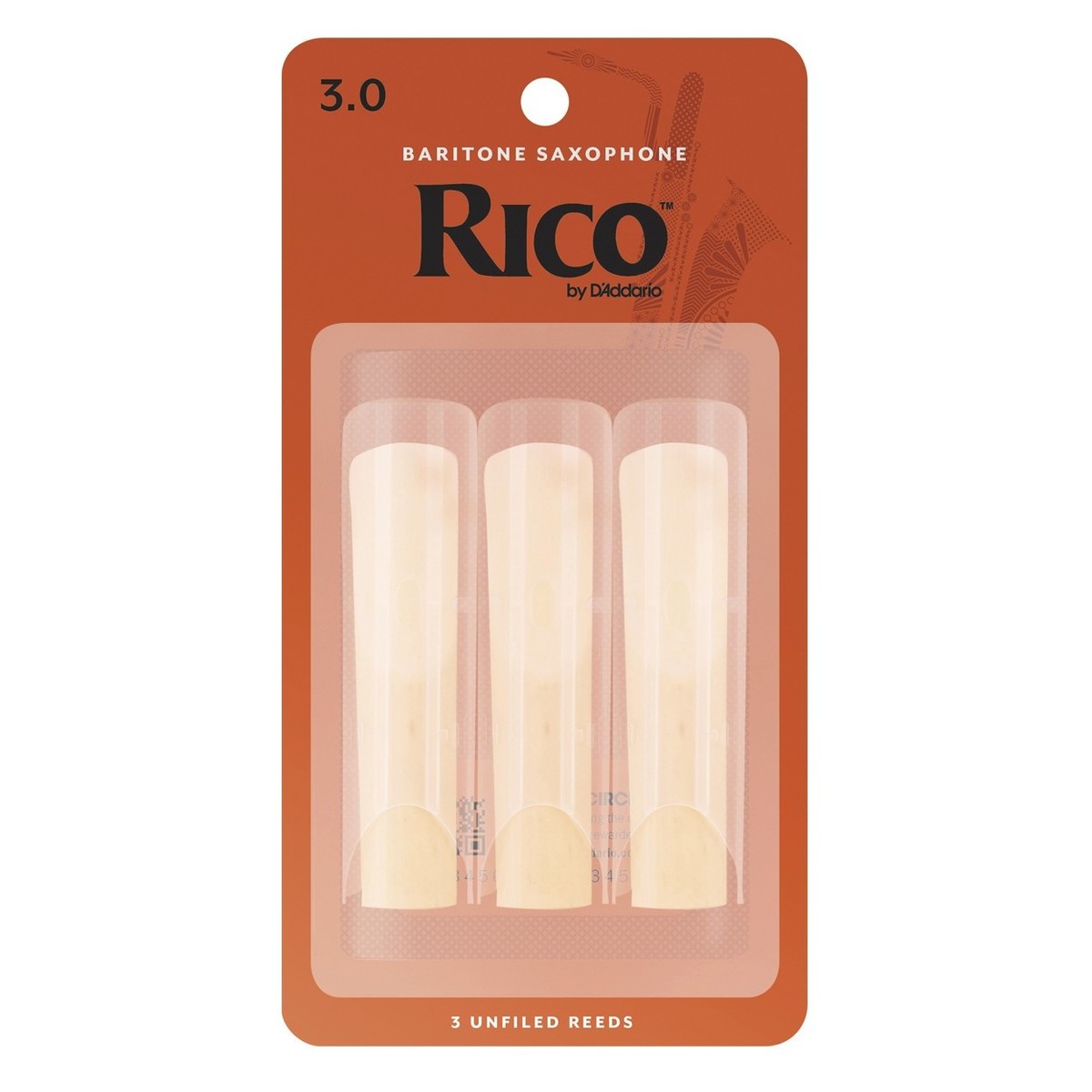 Rico by D'Addario Baritone Sax Reeds, Strength 3, 3-pack