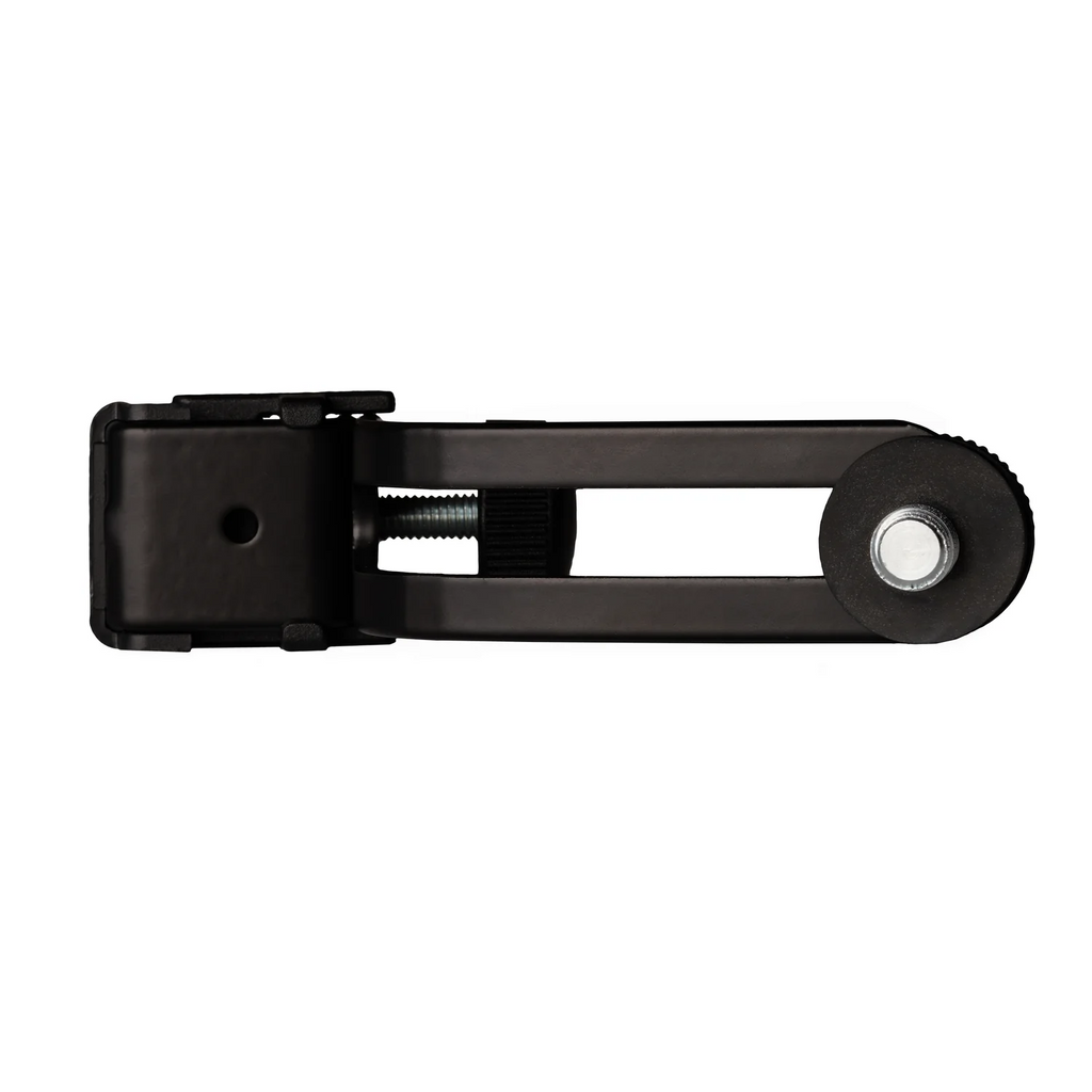 Earthworks RM3 drum rim mount for DM17 microphone, showing sturdy metal clamp and mounting hardware for secure drum attachment.