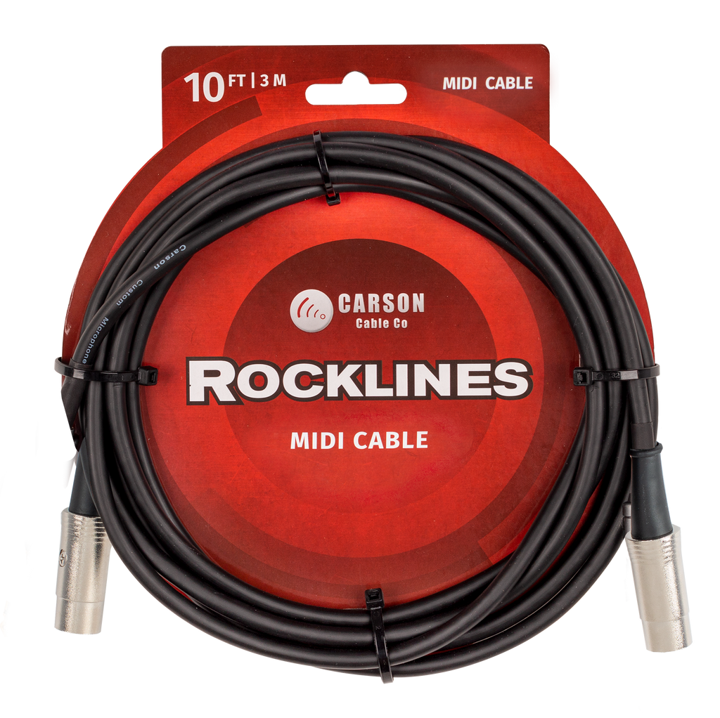 Carson RMD10 Rocklines Midi Cable in Black (10ft)
