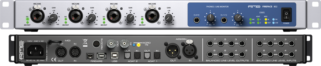RME Fireface 802 60ch High End USB Firewire Interface