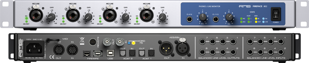 RME Fireface 802 60ch High End USB Firewire Interface