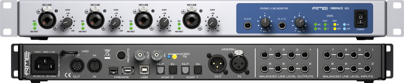 RME Fireface 802 60ch High End USB Firewire Interface
