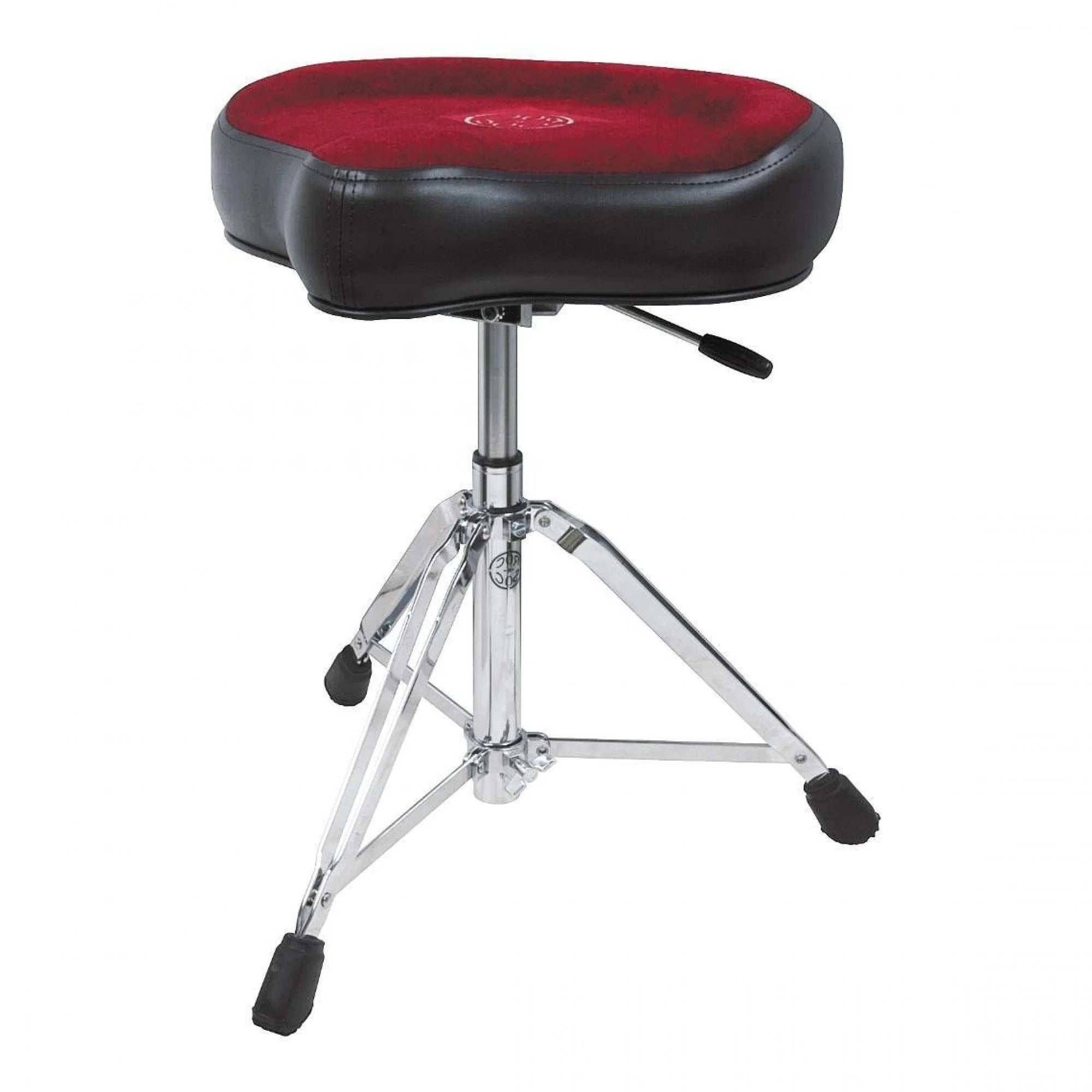 Red Roc-N-Soc Nitro Rider Original Top Drum Throne with padded seat and sturdy base, designed for comfortable drumming.