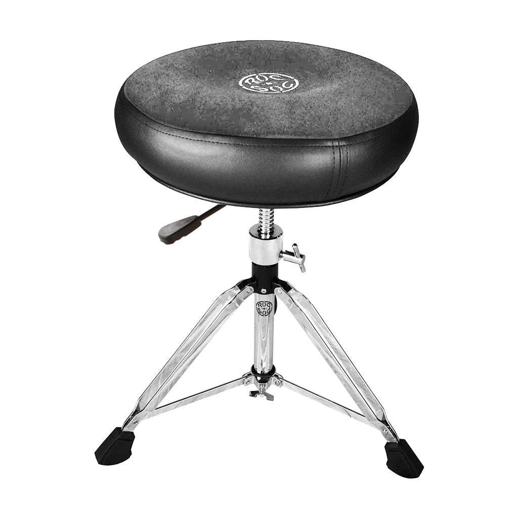 Grey Roc-N-Soc Nitro Rider round top drum throne with adjustable height and cushioned seat for comfortable drumming.