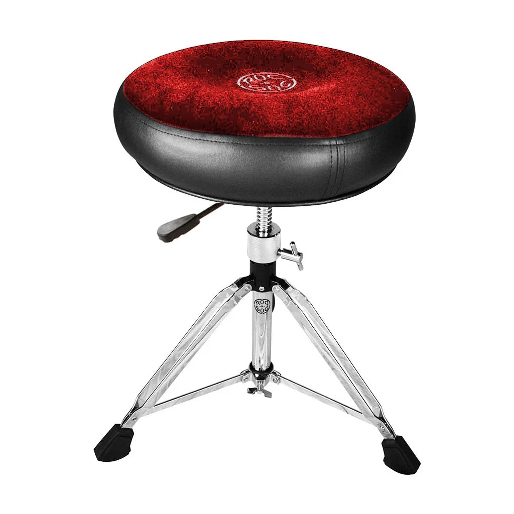Roc-N-Soc Nitro Rider round top drum throne in red with adjustable height and cushioned seat for comfortable drumming.