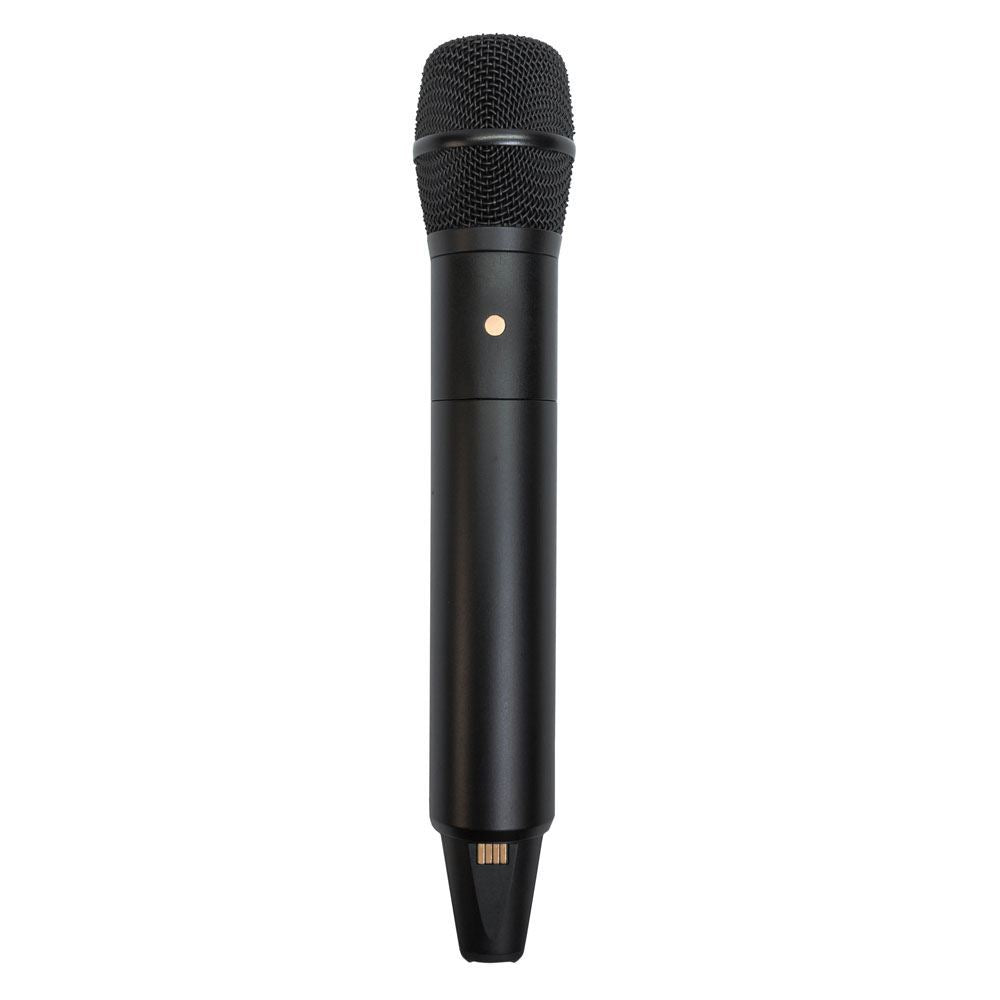 RODE TX-M2 condenser microphone with LB1 rechargeable battery, designed for live performance and wired connectivity.