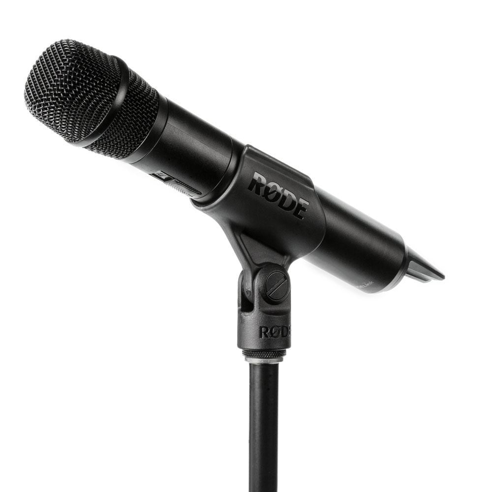 RODE TX-M2 condenser microphone with LB1 rechargeable battery, designed for live performance use.