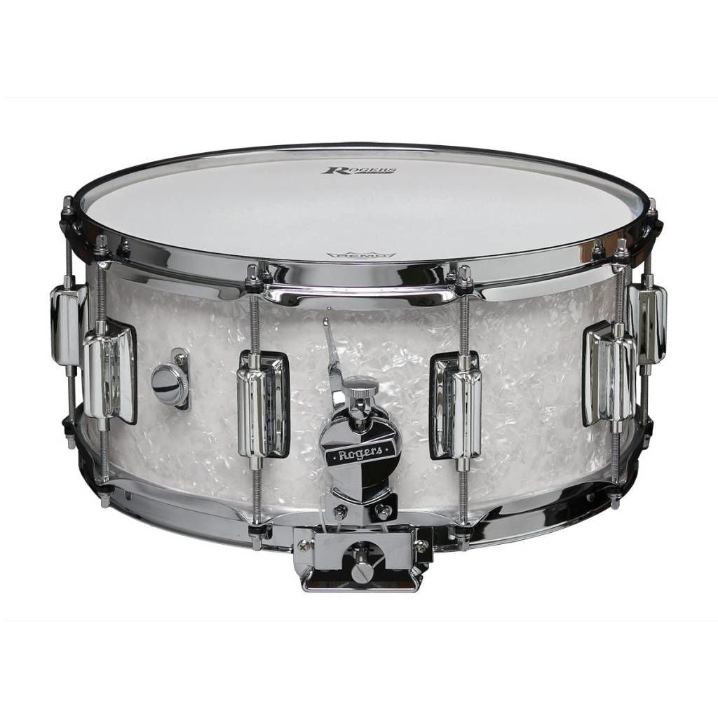 Rogers Dyna-Sonic Beavertail Series 14x6.5 Inch Snare Drum - White Marine Pearl