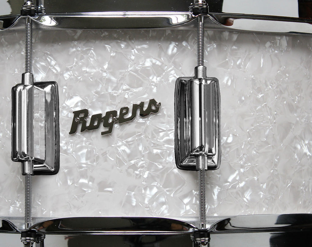Rogers Dyna-Sonic Beavertail Series 14x6.5 Inch Snare Drum - White Marine Pearl