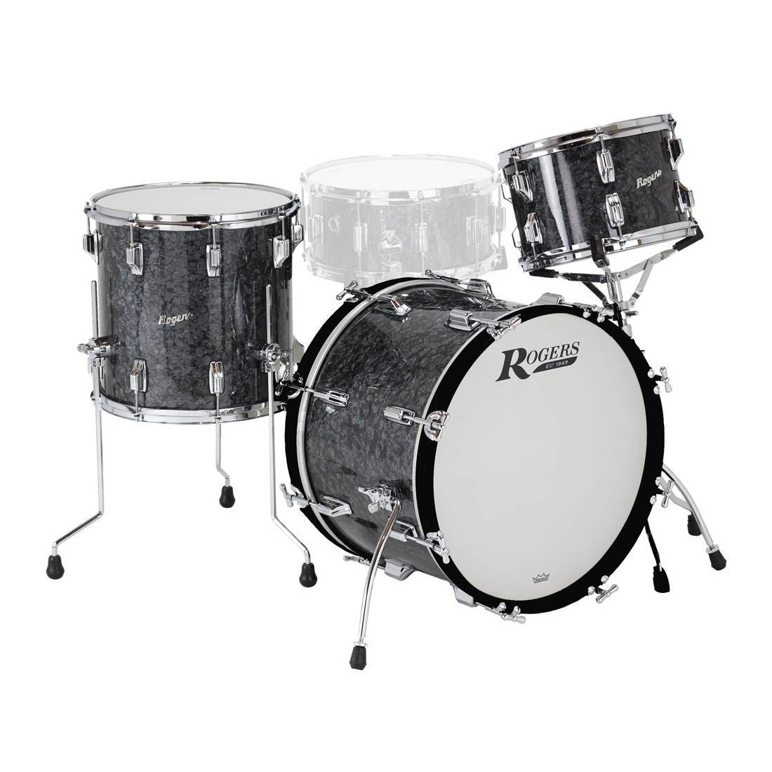 Rogers CV-0320 Covington Series 3-Piece Shell Pack Drum Kit in Black Diamond Pearl