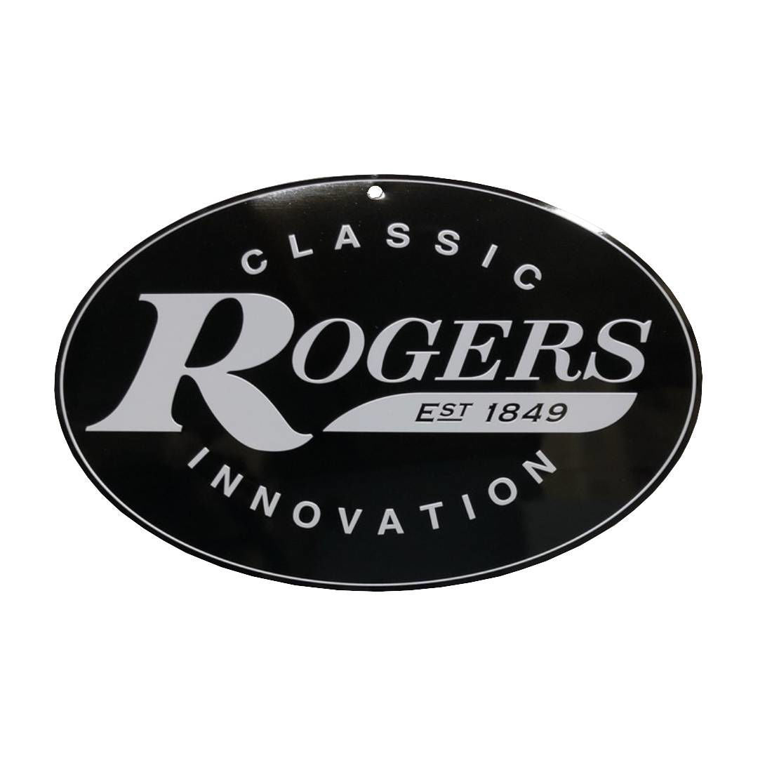 Rogers Metal Logo Sign in Black & Silver 30 x 20cm