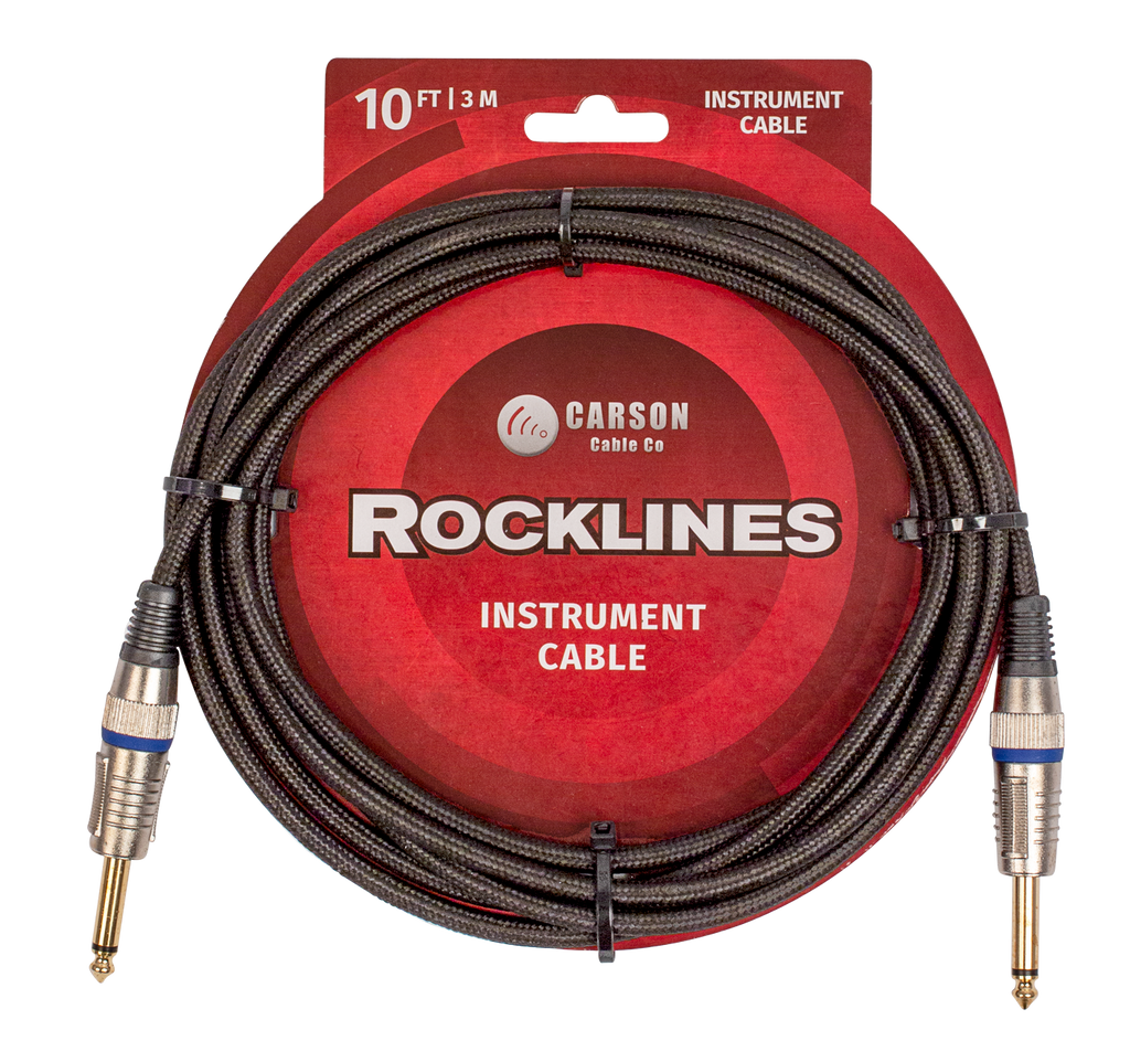 Carson Rocklines ROK10BK Noiseless Braided Guitar Lead - 10 Feet