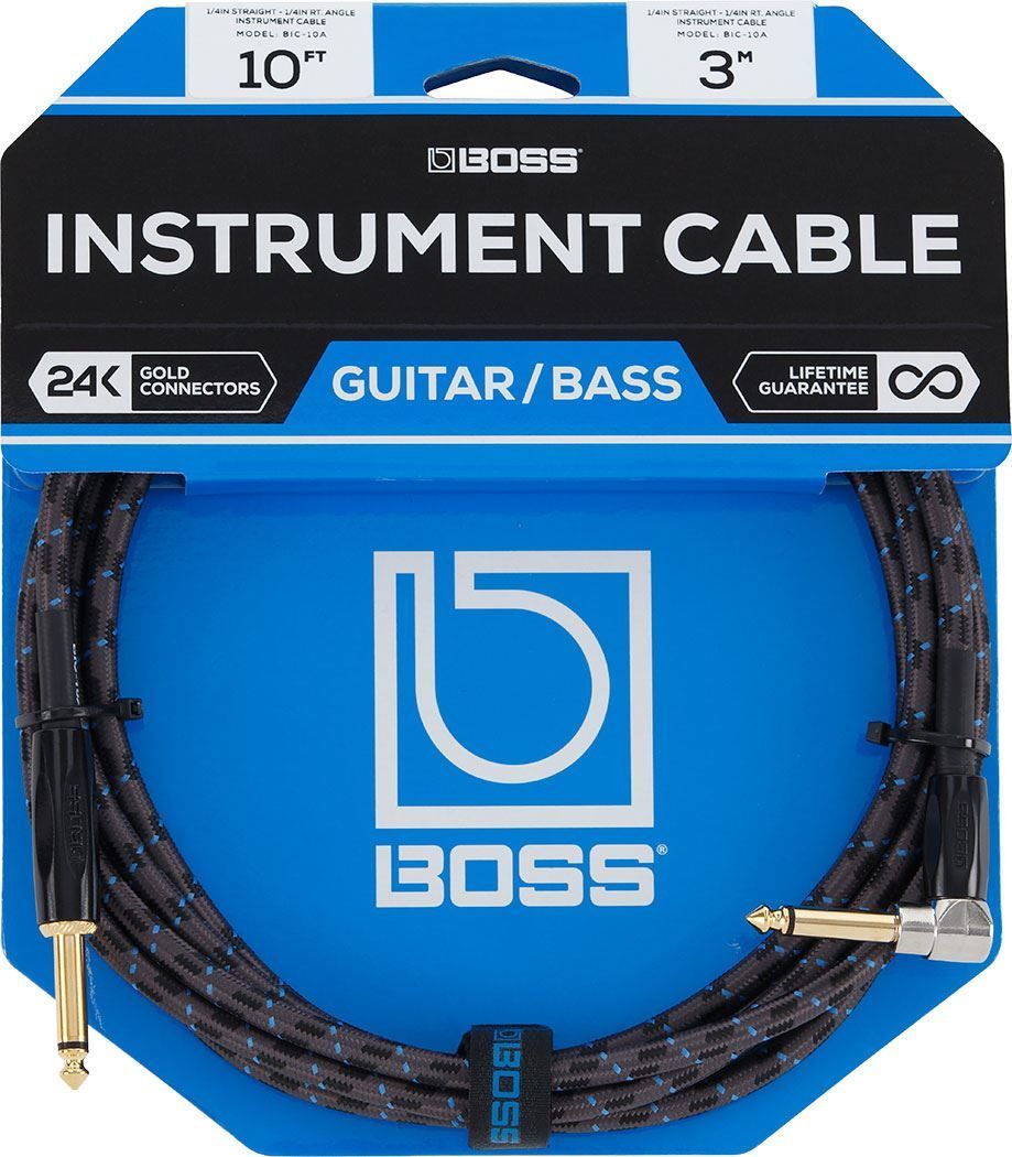 BOSS BIC10A Straight to Right Angled 10ft Instrument Cable