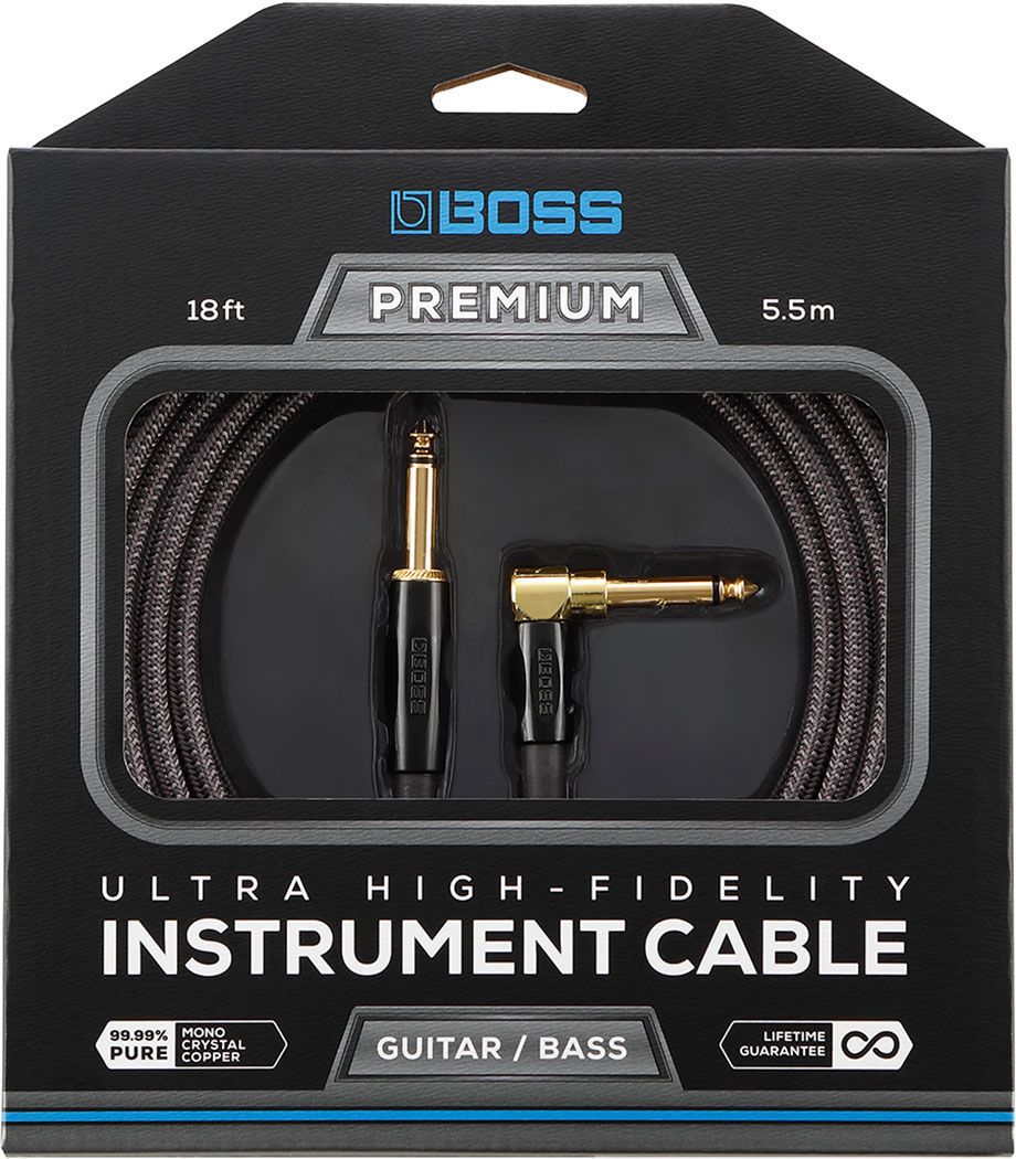 BOSS BIC-P18A Straight to Angled 18ft Premium Instrument Cable