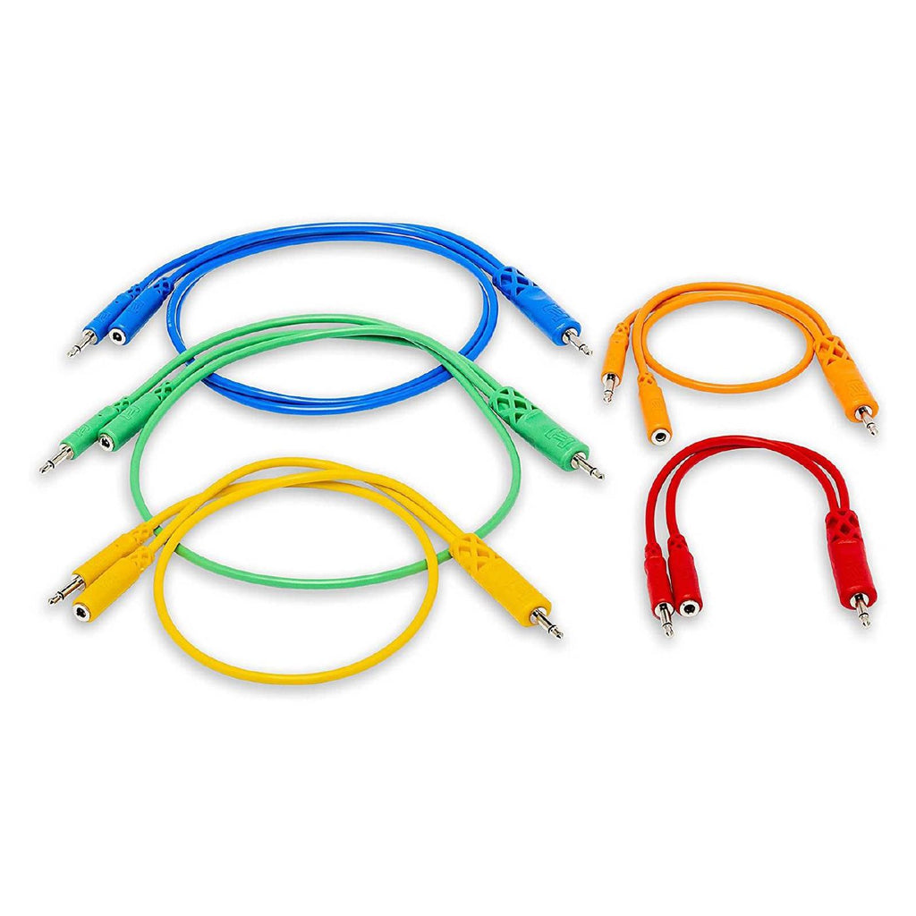 Hosa CMM500Y 3.5mm TS with 3.5mm TS (F) Pigtail to 3.5mm TS Hopscotch Patch Cables (Mixed)