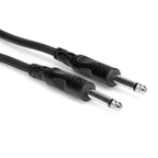 Hosa CPP-101 unbalanced 1/4 inch TS to 1/4 inch TS audio interconnect cable, 30cm length for PA and musical equipment.