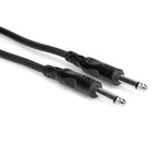 Hosa CPP-103 1/4 inch TS to TS unbalanced interconnect cable, 1 meter, with metal connectors and black cable for audio applications