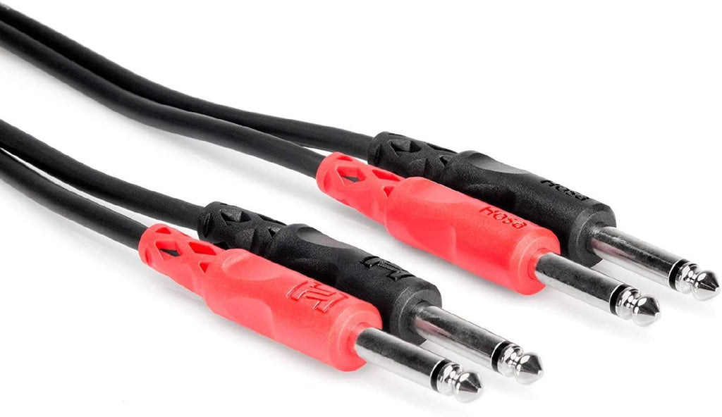 Hosa CPP-203 dual 1/4 inch to dual 1/4 inch audio cable, 3-meter length, for PA systems and audio connections.