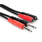 Hosa CPR-203 Two 1/4 inch Phone Male to Two RCA Male Unbalanced Cable  (3m)
