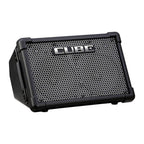 Roland CUBE Street EX 50W battery-powered stereo guitar amplifier with control knobs and input jacks, ideal for acoustic performances.