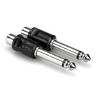 Hosa GPR-101 1/4 TS(M) to RCA(F) Adaptor - 2 Pack