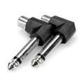 Hosa GPR-123 RCA(F) to 1/4 TS(M) Right Angle Adaptor - 2 Pack