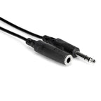 Hosa HPE-310 1/4 inch TRS headphone extension cable, 10-foot length, with connectors on each end for audio extension.