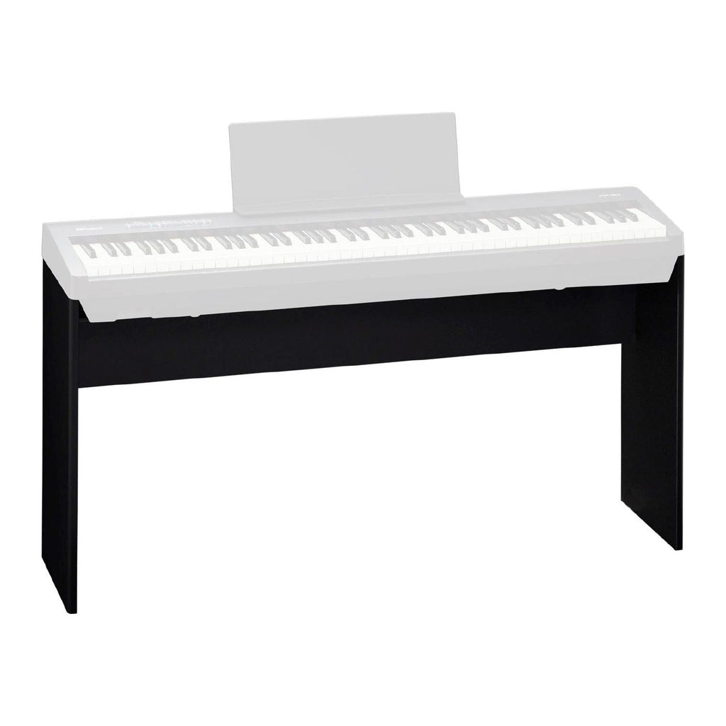 Black Roland KSC-70 digital piano stand for FP-30, sturdy keyboard stand with adjustable height for Roland digital pianos.
