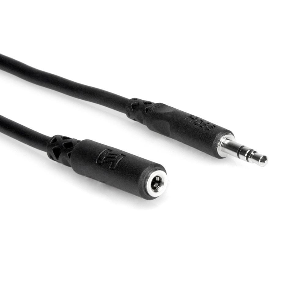 Hosa MHE-105 stereo mini male to female audio cable, 1.5m, for connecting audio devices in PA and sound systems.