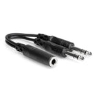Hosa YPP-308 1/4 inch TRS to dual 1/4 inch TRS Y cable for audio connection, black with metal connectors