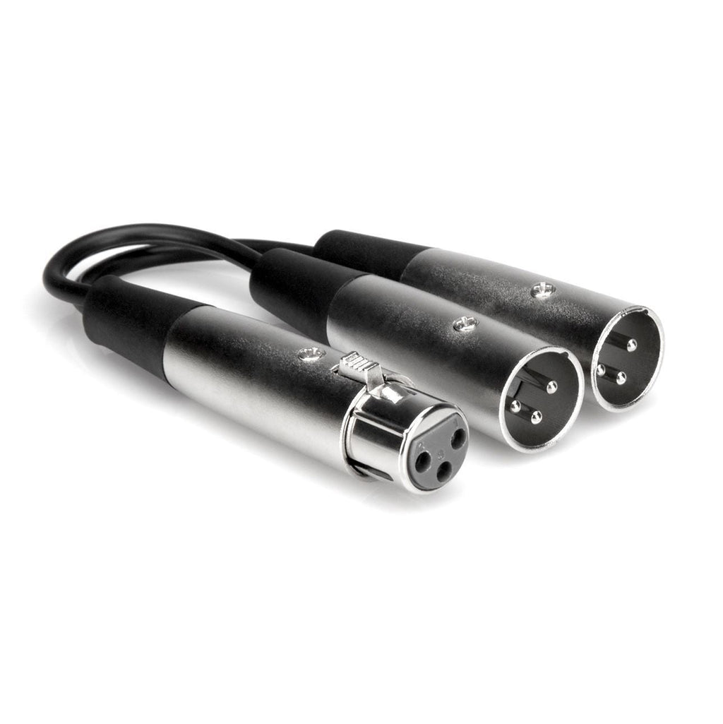 Hosa YXM-121 XLR female to dual XLR male Y cable adaptor for professional audio connections