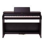 Roland RP-701 digital piano in dark rosewood finish, showcasing its sleek design and keyboard keys.