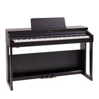 Roland RP-701 digital piano in dark rosewood finish, showcasing its sleek design and keyboard keys.