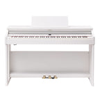 White Roland RP-701 digital piano with sleek design and 88 keys, showcasing its modern home electronic keyboard.