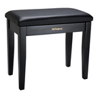 Roland RPB100 piano bench in satin black, keyboard bench with cushioned seat and sturdy metal legs for comfortable playing.