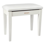 Roland RPB-100 satin white piano bench with storage compartment, featuring a sleek design and comfortable seating.
