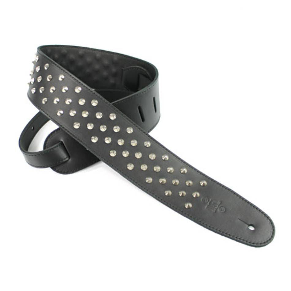 DSL Straps Metal Series Stud Metal Guitar Strap 2.5in Round Pyramid - Black