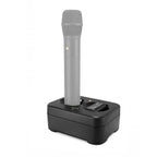 RODE RS-1 dual recharging station for LB1 batteries and TX-M2 wireless microphone transmitters on a white background.