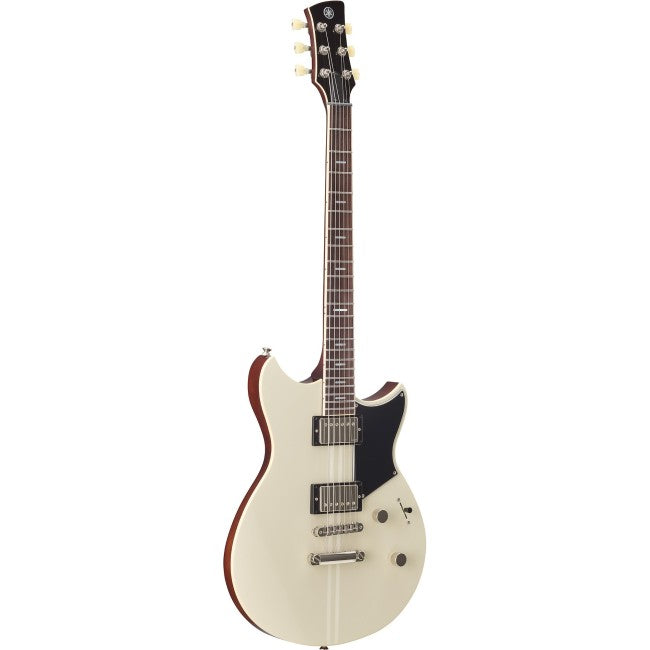 Yamaha Revstar RSS20 Standard electric guitar in vintage white, showing the body, neck, and pickups from a front angle.