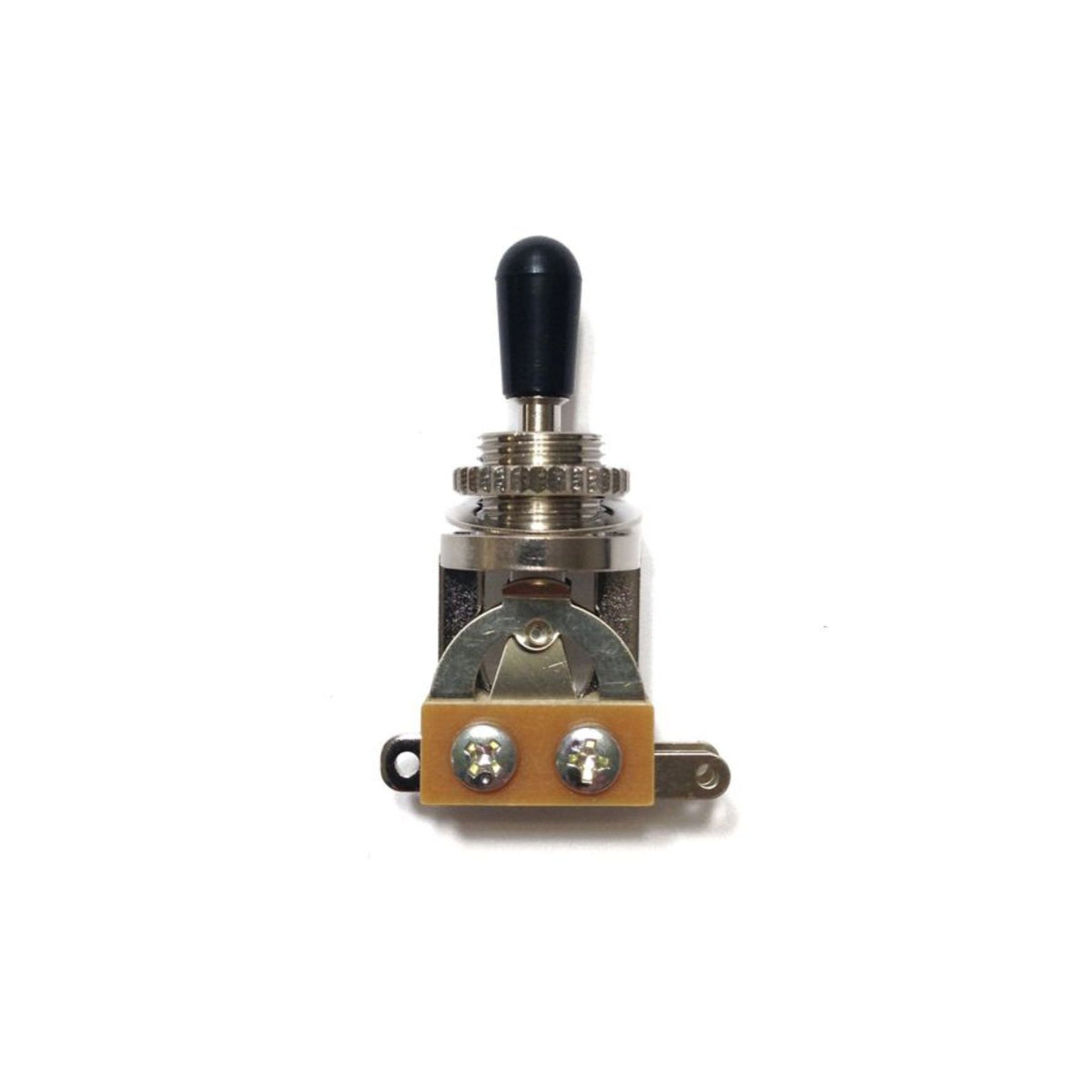 Allparts Realtone Short Straight Toggle Switch in chrome for guitar parts, showcasing a sleek metal toggle on a clean background.