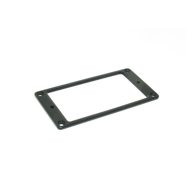 Black All Parts flat metal humbucker ring for guitar pickups, designed for easy installation and enhanced guitar aesthetics.