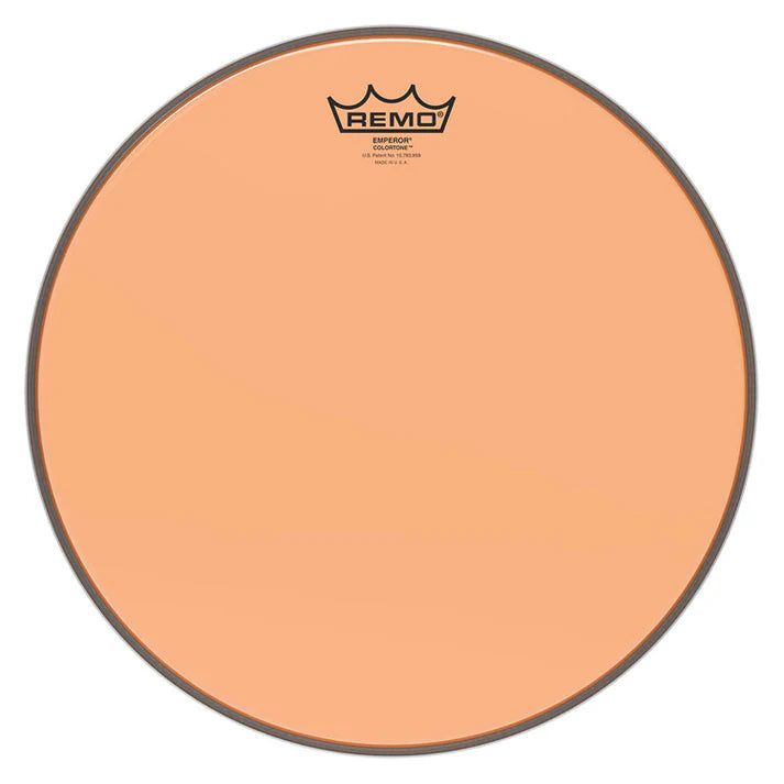 Remo Emperor Colortone 16-inch orange drum head with vibrant color and textured surface for drum kit use.
