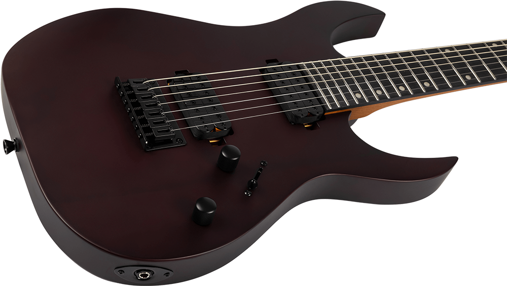 Spira S-407-MWR HH 7-string Electric Guitar with Ebony Fretboard in Satin Wine Red