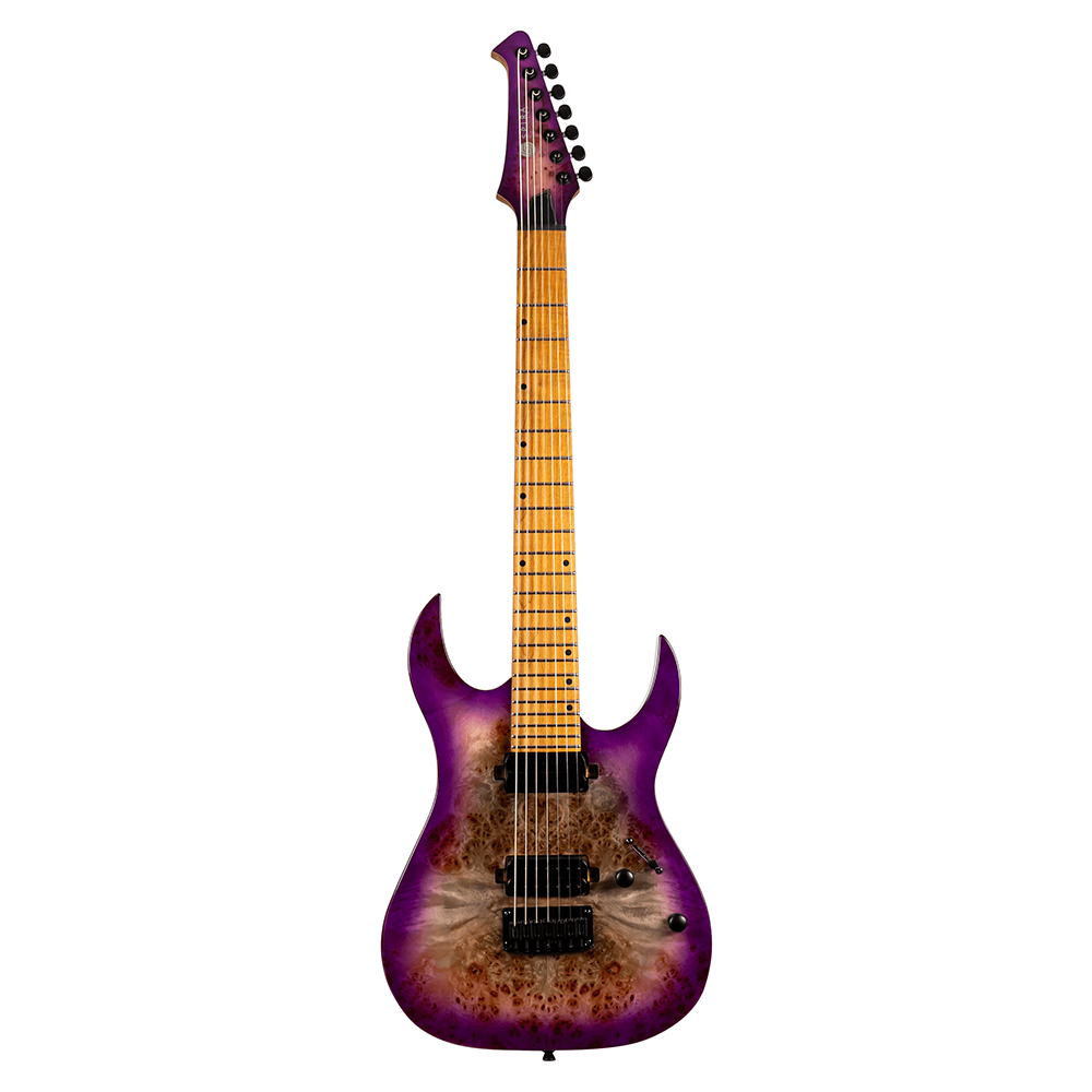 Spira S-457 TPP HH 7-string Electric Guitar with Roasted Maple Neck in Transparent Purple