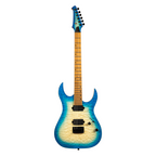 Spira S-500 QAB HH electric guitar in vibrant Trans Aqua Blue with dual pickups and sleek body shape.