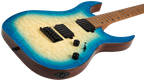 Spira S-500 QAB HH electric guitar in vibrant Trans Aqua Blue with dual pickups and a sleek design.