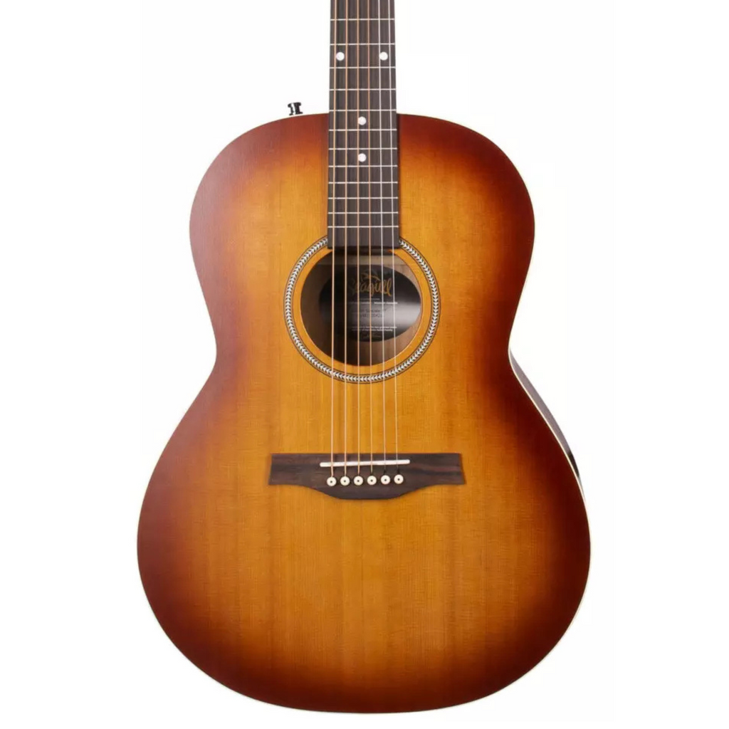 Seagull Entourage Rustic Acoustic Guitar in Rustic Burst finish, showcasing its wood grain and classic guitar shape.